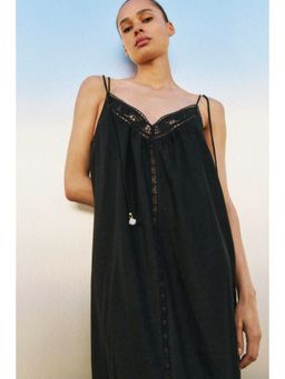 H&M - Women Black Broderie Anglaise Tie-Strap Dress