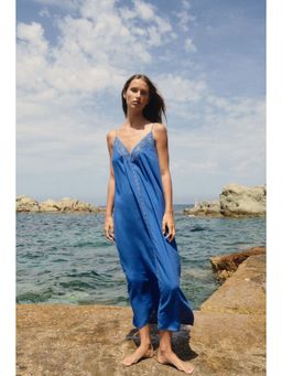 H&M - Women Blue Broderie Anglaise Tie-Strap Dress