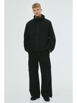 H&M - Men Black Hooded Windbreaker