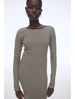 H&M - Women Black Ribbed Scoop-Back Dress