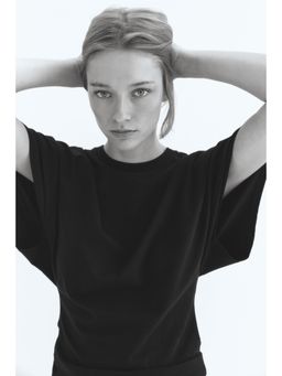 H&M - Women Black Butterfly-Sleeved T-Shirt