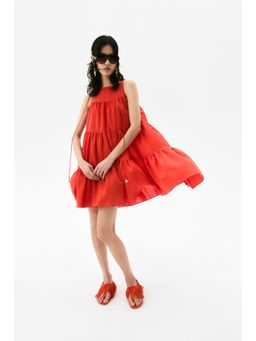 H&M - Women Red Tie A-Line Dress