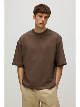 H&M - Men Beige Oversized Fit T-Shirt