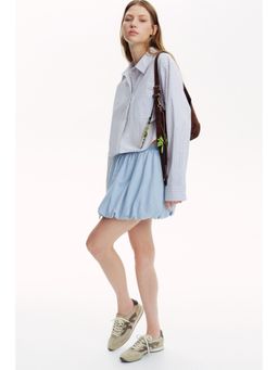 H&M - Women Blue Cropped Cotton Shirt