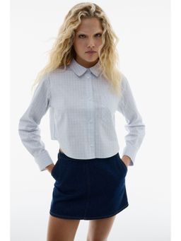 H&M - Women Blue Cropped Cotton Shirt
