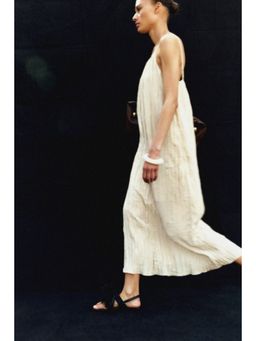 H&M - Women Beige Crinkled Strappy Dress