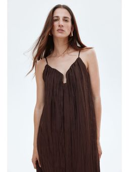 H&M - Women Brown Crinkled Strappy Dress