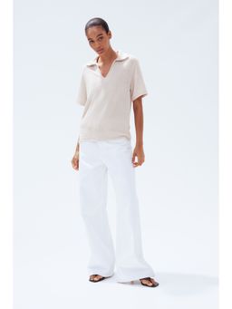 H&M - Women Beige Colla Knitted Top