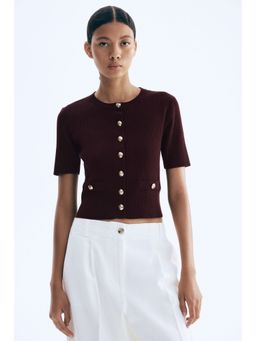 H&M - Women Red Short-Sleeved Cardigan