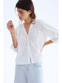 H&M - Women White Broderie Anglaise Blouse