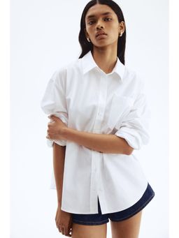 H&M - Women White Oversized Cotton Shirt