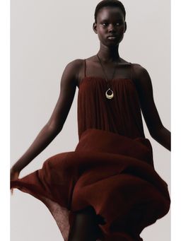 H&M - Women Brown Plisse Strappy Dress