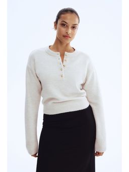 H&M - Women Beige Button-Top Jumper