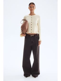 H&M - Women Beige Rib-Knit Cardigan