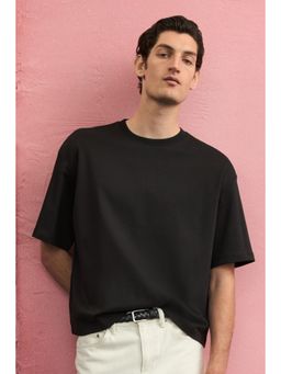 H&M - Men Black Loose Fit Boxy-Style T-Shirt