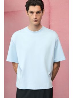 H&M - Men Blue Loose Fit Boxy-Style T-Shirt