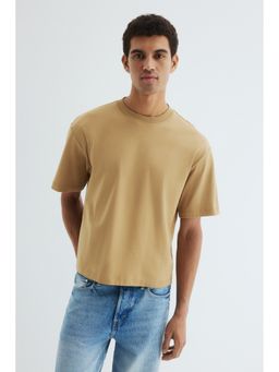 H&M - Men Beige Loose Fit Boxy-Style T-Shirt