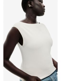 H&M - Women Beige Boat-Neck Top