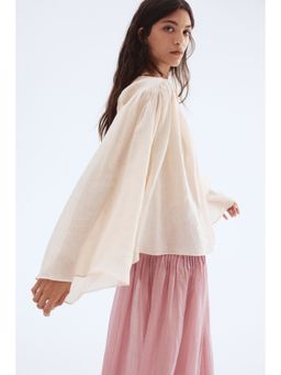 H&M - Women Orange Voluminous Ramie Blouse