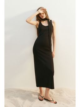 H&M - Women Black Bodycon Dress With Scarf