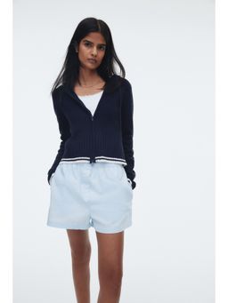 H&M - Women Blue Hooded Zip-Through Cardigan