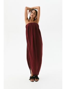 H&M - Women Red Draped Bandeau Dress
