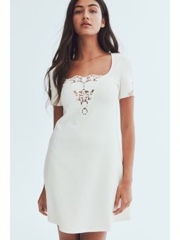 H&M - Women White Embroidery-Detail Dress