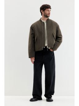 H&M - Men Green Loose Fit Nylon Bomber Jacket