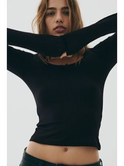 H&M - Women Black Ribbed Jersey Top