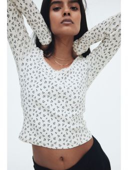 H&M - Women Blue Ribbed Jersey Top