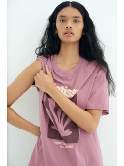 H&M - Women Pink Oversized Printed T-Shirt
