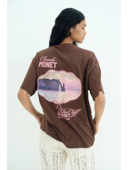 H&M - Women Brown Oversized Printed T-Shirt