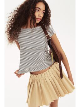 H&M - Women White Ribbed Boat-Neck Top