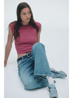 H&M - Women Pink Ribbed Boat-Neck Top