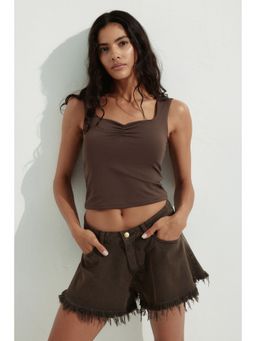 H&M - Women Brown Gathe Vest Top