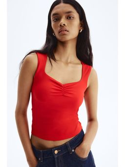 H&M - Women Red Gathe Vest Top