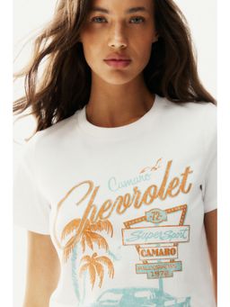 H&M - Women White Printed Cotton T-Shirt