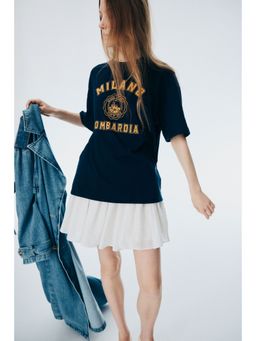 H&M - Women Blue Oversized Printed T-Shirt