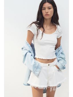 H&M - Women White Lace-Trimmed Top