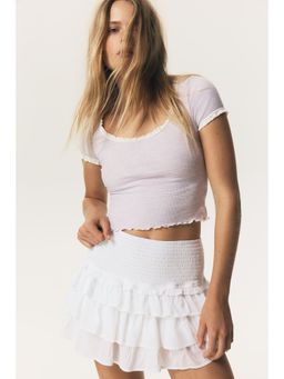 H&M - Women Purple Lace-Trimmed Top