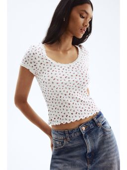 H&M - Women White Lace-Trimmed Top