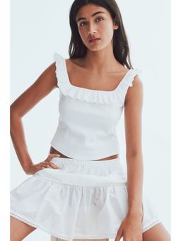 H&M - Women White Frill-Trimmed Vest Top