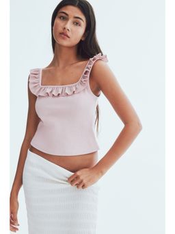 H&M - Women Pink Frill-Trimmed Vest Top
