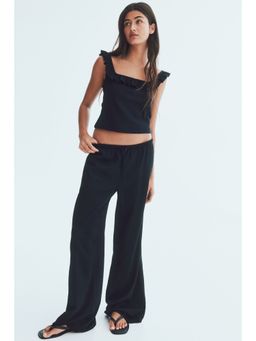 H&M - Women Black Frill-Trimmed Vest Top