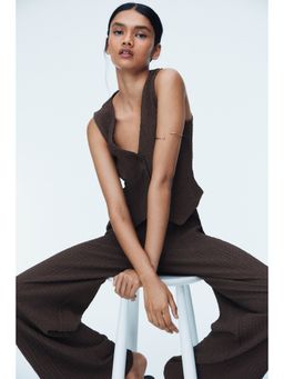 H&M - Women Brown Textu Jersey Waistcoat