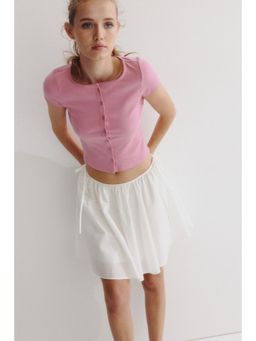 H&M - Women Pink Ribbed Button-Front Top