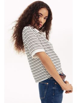H&M - Women White Fine-Knit Polo Shirt