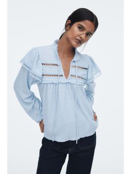 H&M - Women Blue Textu Jersey Blouse