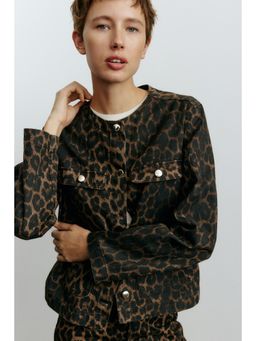 H&M - Women Brown Collarless Denim Jacket