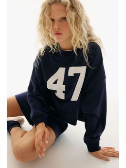 H&M - Women Blue Oversized Sweatshirt